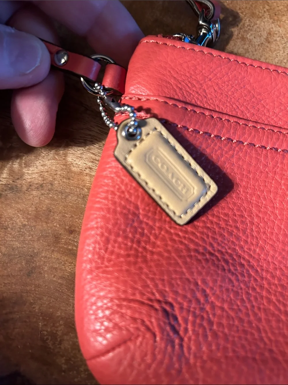 Coach Coral Leather Wristlet Clutch